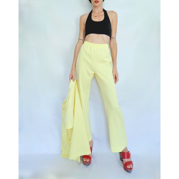 1970s Vintage Leisure Suit: Yellow Polyester Pantsuit, Womens Medium - Picture 10 of 10